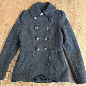 NWT H &M MILITARY FASHION JACKET COAT BLAZER SIZE 6 USA GREY